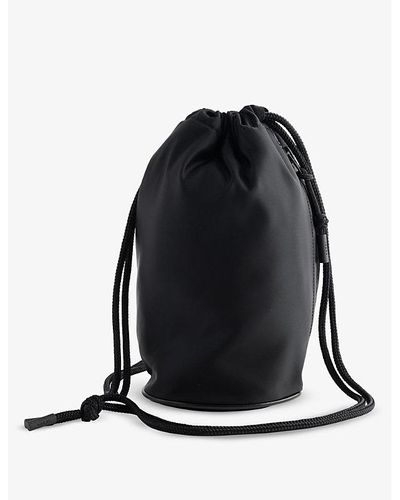 Sacai Logo-embroidered Shell Bucket Bag - Black