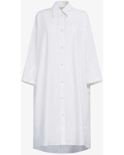 Marni Oversized Cotton Midi Dress - White
