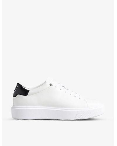 Ted Baker Lornea Magnolia-detail Leather Sneakers - White