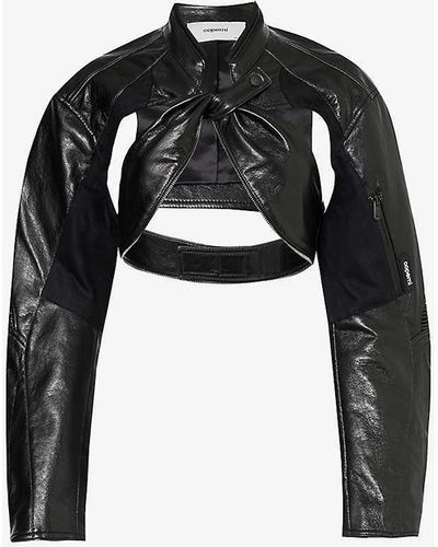 Coperni Twist-pattern Cropped Faux-leather Jacket - Black