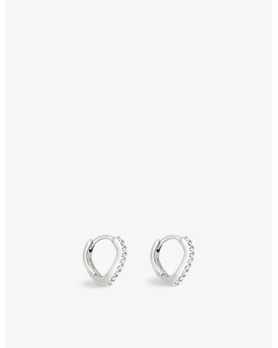 Astrid & Miyu Wave 18ct White-gold Plated Recycled 925 Sterling- And Cubic Zirconia huggie Hoop Earrings - Metallic