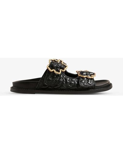 Ted Baker Rinnely Floral-quilted Buckled Leather Sandals - Black