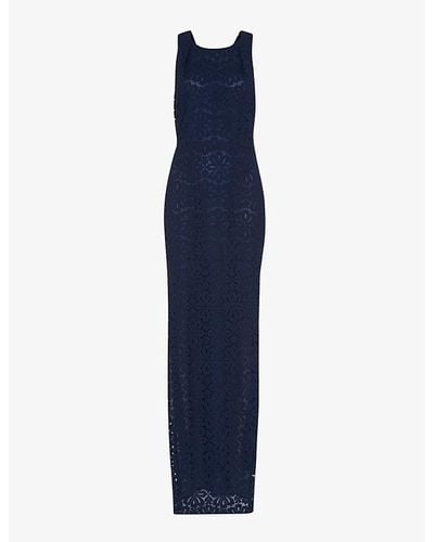 Whistles Vy Tie-back Cotton-blend Maxi Dress - Blue