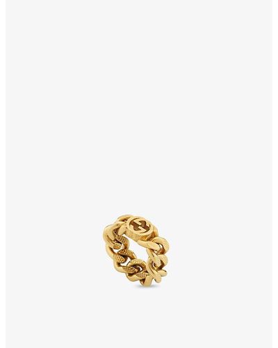 Gucci Interlocking G Brass Ring - Metallic