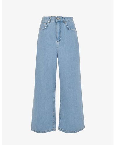 Whistles Cropped Wide-leg Mid-rise Denim Jeans - Blue