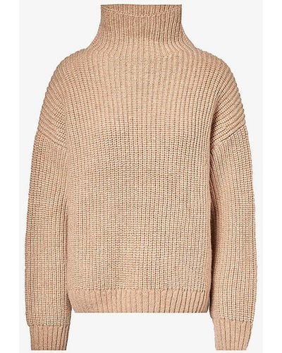 Anine Bing Sydney High-neck Wool And Alpaca-blend Knitted Jumper - Natural