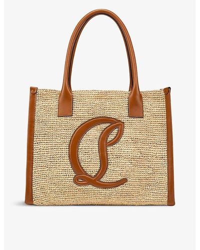 Christian Louboutin By My Side Mini Raffia And Leather Large Tote Bag - Brown