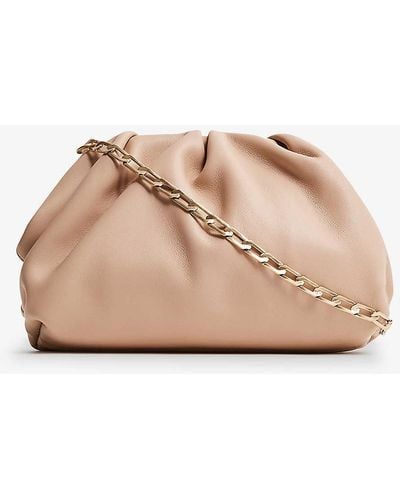 Reiss Elsa Chain-strap Nappa-leather Clutch Bag - Natural