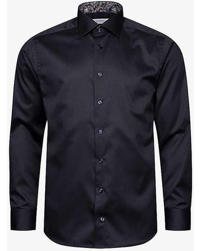 Eton Business Signature Buttoned-cuff Regular-fit Cotton-twill Shirt - Blue
