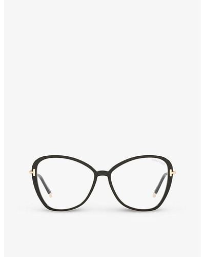 Tom Ford Ft5769-b Irregular-frame Acetate And Metal Optical Glasses - Black