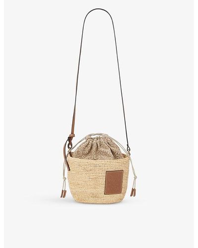 LOEWE Raffia Square Small Basket Tote Bag Ombre Black 1300175