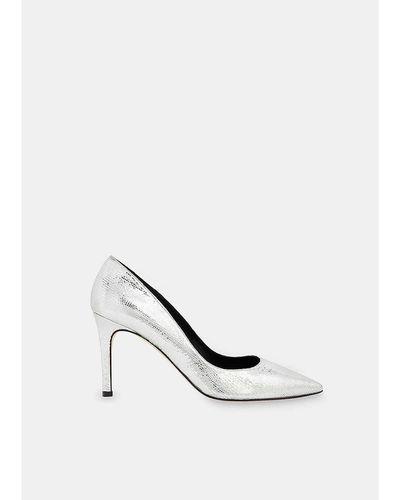 Whistles Corie Metallic Grained-leather Heeled Courts - White