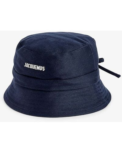 Jacquemus Le Bob Gadjo Brand-plaque Cotton Bucket Hat - Blue