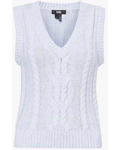 PAIGE Cheryl Cable-knit Organic-cotton And Recycled Nylon-blend Knitted Vest - White