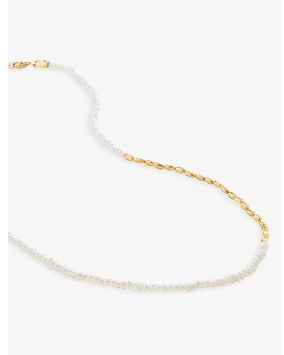 Monica Vinader Mini nugget 18ct Recycled Yellow -plated Vermeil Sterling-silver And Faux-pearl Beaded - Natural
