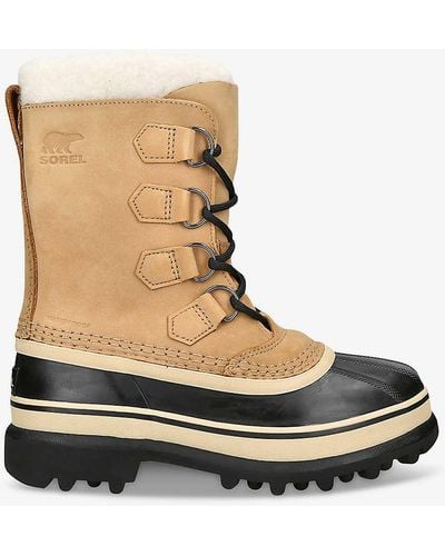 Sorel Caribou Fleece-trim Leather Snow Boots - White