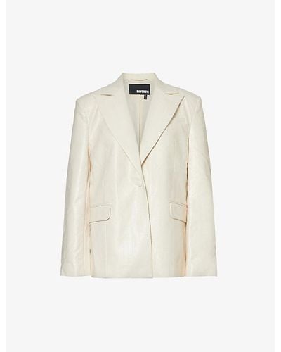 ROTATE BIRGER CHRISTENSEN Oversized Single-breasted Faux-leather Blazer - Natural