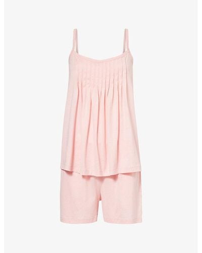 Hanro Juliet Scoop-neck Cotton-jersey Pajama Set - Pink