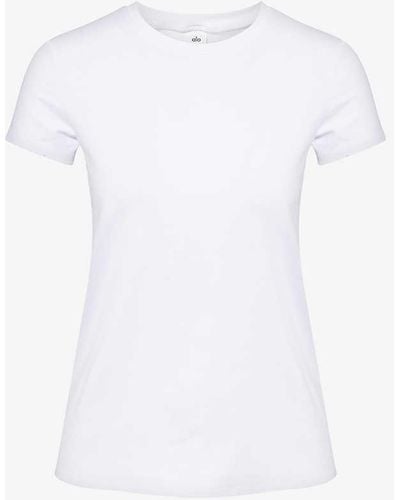 Alo Yoga Alosoft Short-sleeved Stretch-woven T-shirt - White