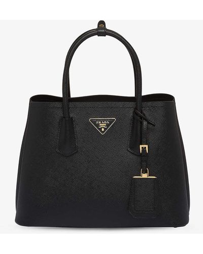 Prada Double Small Leather Top-handle Bag - Black