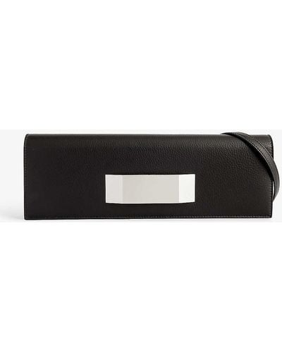 Rick Owens Brand-engraved Plaque Leather Clutch Bag - Black