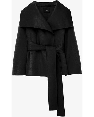 JOSEPH Adrienne Double-faced Belted Wool And Cashmere Coat - Black