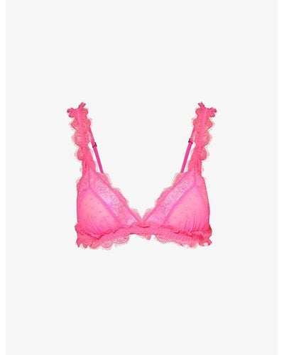 Love Stories Love Lace Semi-sheer Stretch-lace Bra - Pink