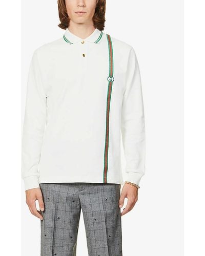 Gucci Striped Cotton-jersey Polo Shirt - White