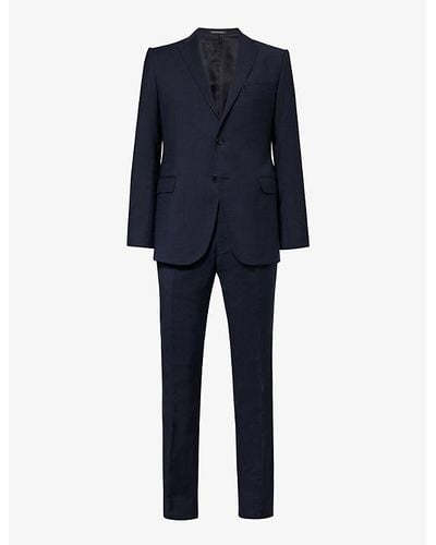 Emporio Armani Notched-lapel Regular-fit Single-breasted Virgin-wool Suit - Blue