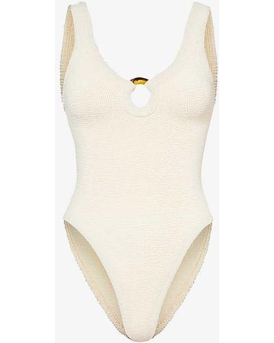 Hunza G Celine Plunge-neck Swimsuit - White