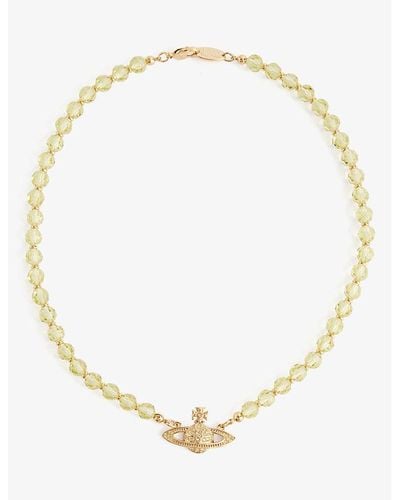 Vivienne Westwood Messaline Gold-tone Brass And Crystal-embellished Choker Necklace - Metallic