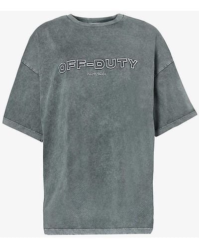 4th & Reckless Ophelia Brand-print Cotton-jersey T-shirt X - Grey