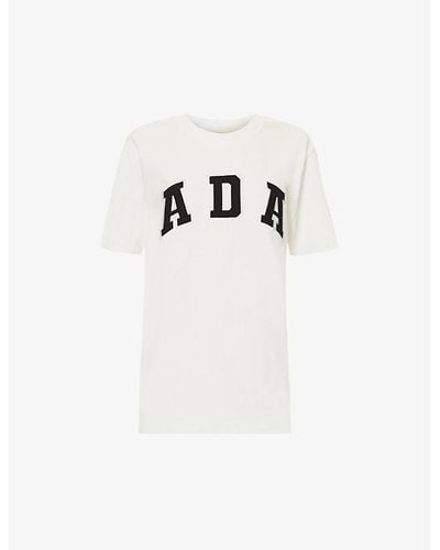 ADANOLA Logo-appliqué Relaxed-fit Cotton-jersey T-shirt - White