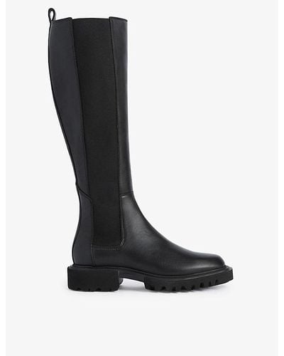 AllSaints Maeve Knee-high Leather Chelsea Boots - Black