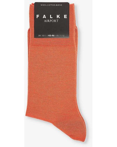 FALKE Airport Logo-print Wool-blend Knitted Socks - Orange