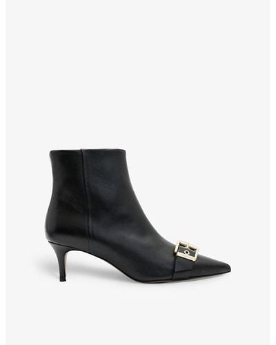 AllSaints Rebecca Buckle-embellished Heeled Leather Ankle Boots - Black