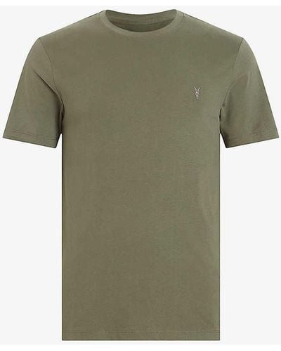 AllSaints Brace Crewneck Cotton-jersey T-shirt - Green