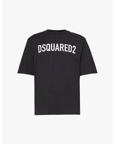 DSquared² Brand-print Crewneck Regular-fit Cotton-jersey T-shirt X - Black