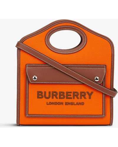 Burberry Pocket Mini Canvas And Leather Cross-body Bag - Orange