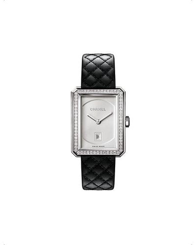 Chanel H6402 Boy·friend Steel, Leather And 0.71ct Diamond Quartz Watch - White