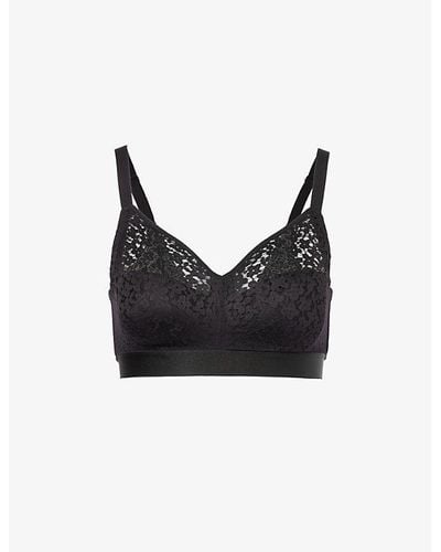 Chantelle Norah Floral-embroidered Stretch-woven Bra - Black