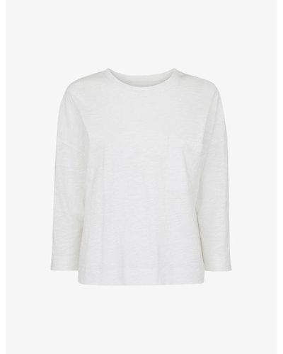 Whistles Dropped Shoulder Cotton-jersey Top - White