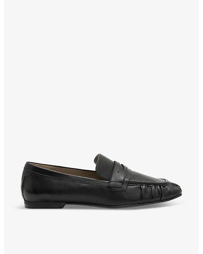 AllSaints Sapphire Gathered Leather Loafers - Black