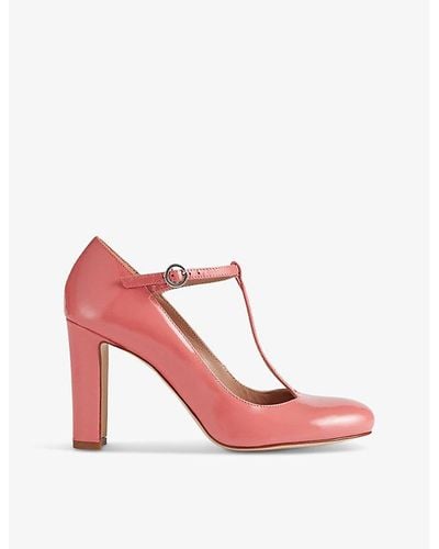 LK Bennett Annalise T-bar Heeled Patent-leather Shoes - Pink