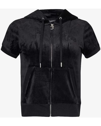 Juicy Couture Chadwick Short-sleeve Stretch-velour Hoody X - Black