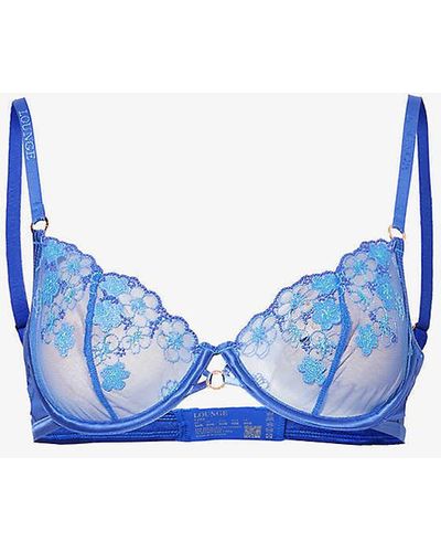 Lounge Underwear Tyra Floral-embroidered Lace Bra - Blue