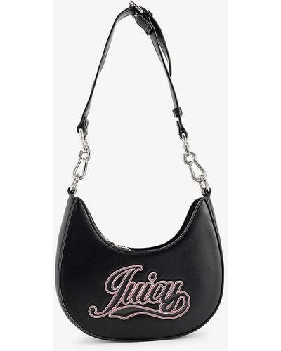 Juicy Couture Branded-plaque Detachable-strap Faux-leather Shoulder Bag - Black