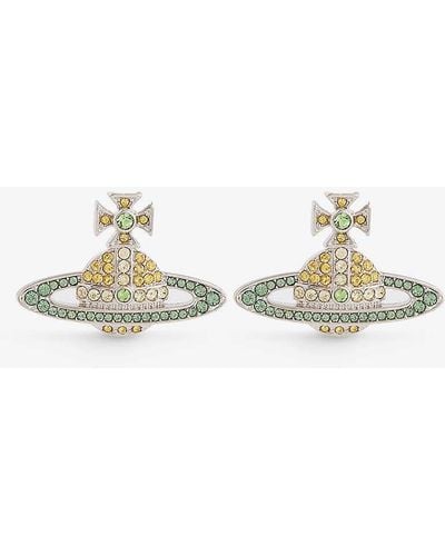 Vivienne Westwood Kika Silver-tone Brass Emerald, Topaz And Peridot Stud Earrings - White