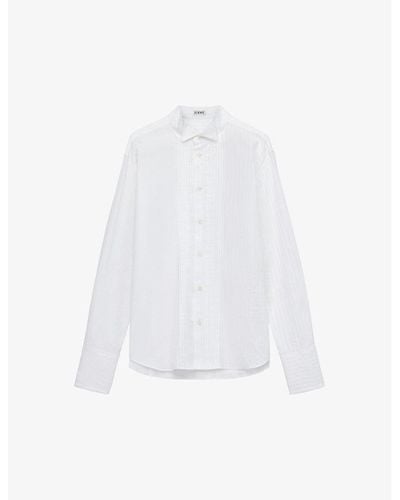 Loewe Pleated Classic-collar Regular-fit Cotton-blend Shirt - White