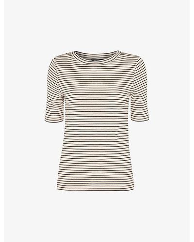 Whistles Stripe Relaxed-fit Cotton-blend T-shirt - Blue